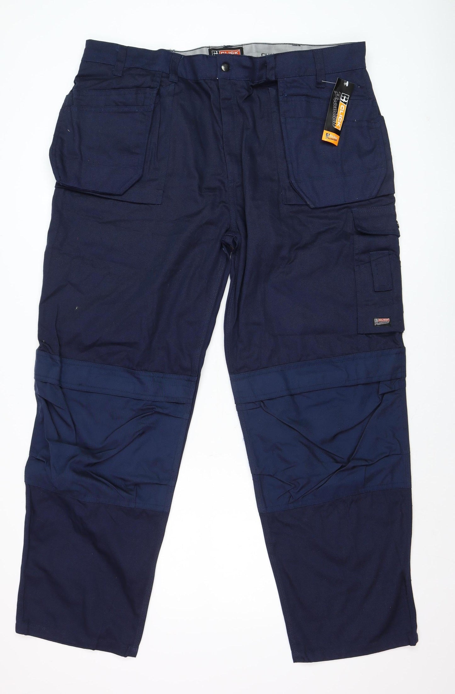 Mens UK Size 42 Click Regular Fit Cargo Blue Trousers