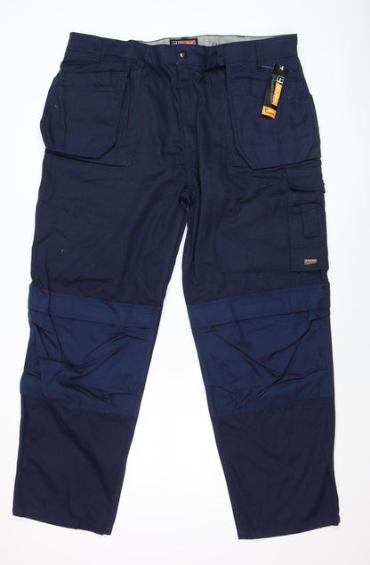 Mens UK Size 42 Click Regular Fit Cargo Blue Trousers