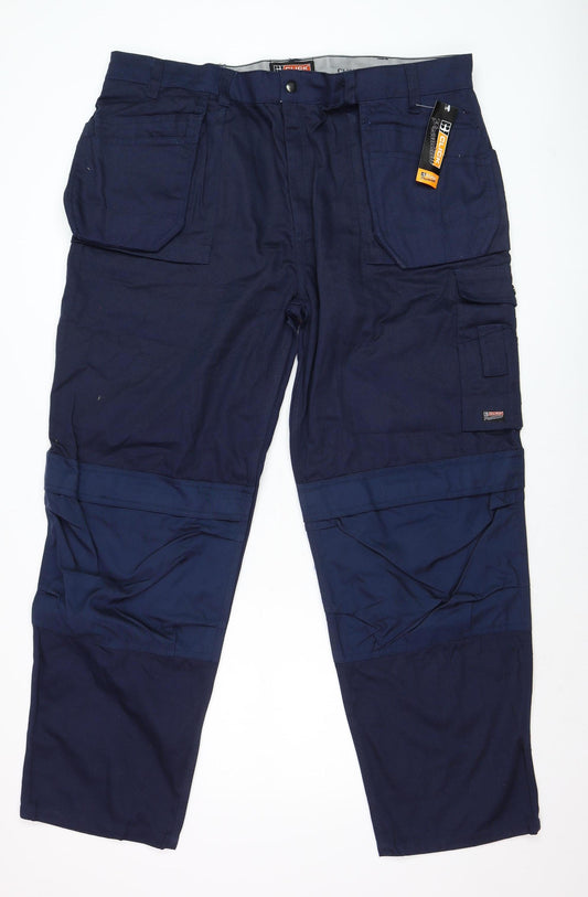 Mens UK Size 42 Click Regular Fit Cargo Blue Trousers