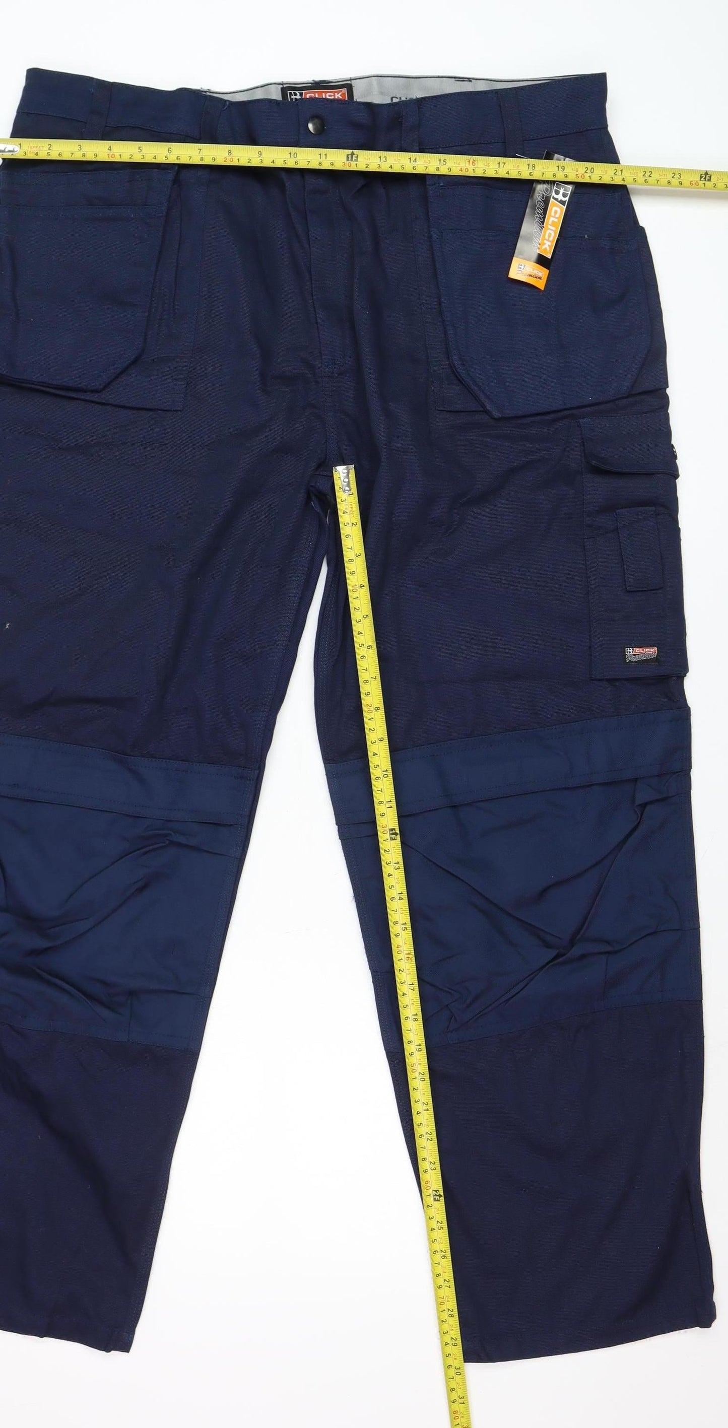 Mens UK Size 42 Click Regular Fit Cargo Blue Trousers