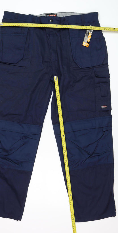 Mens UK Size 42 Click Regular Fit Cargo Blue Trousers