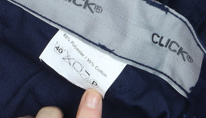 Mens UK Size 42 Click Regular Fit Cargo Blue Trousers