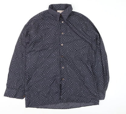 Tinderfell Originals Men's Blue Check Cotton Button-Up Shirt L