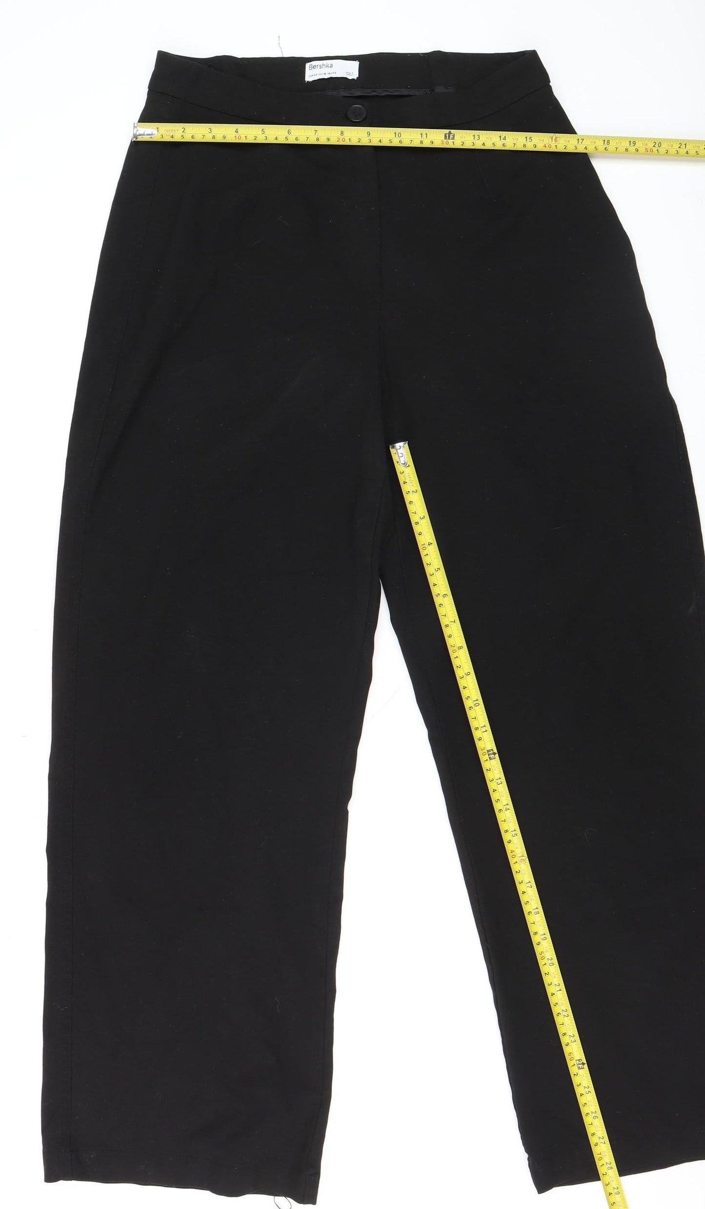 Mens UK Size L Bershka Slim Fit Casual Workwear Black Trousers