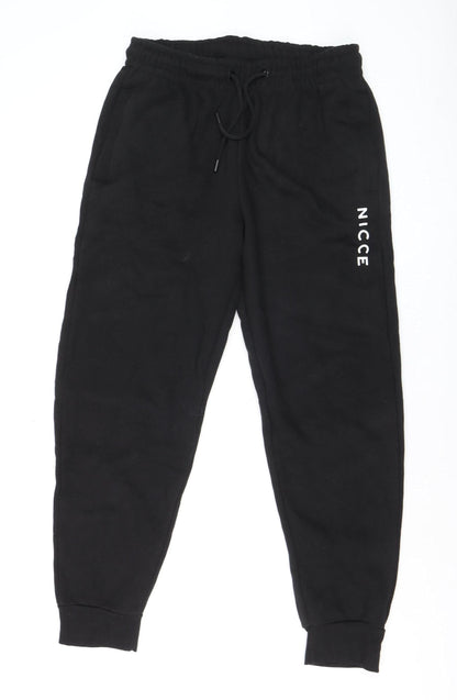 Mens UK Size M NICCE Regular Fit Jogger Black Trousers
