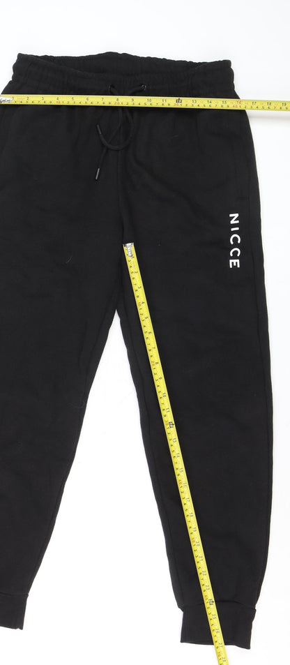 Mens UK Size M NICCE Regular Fit Jogger Black Trousers