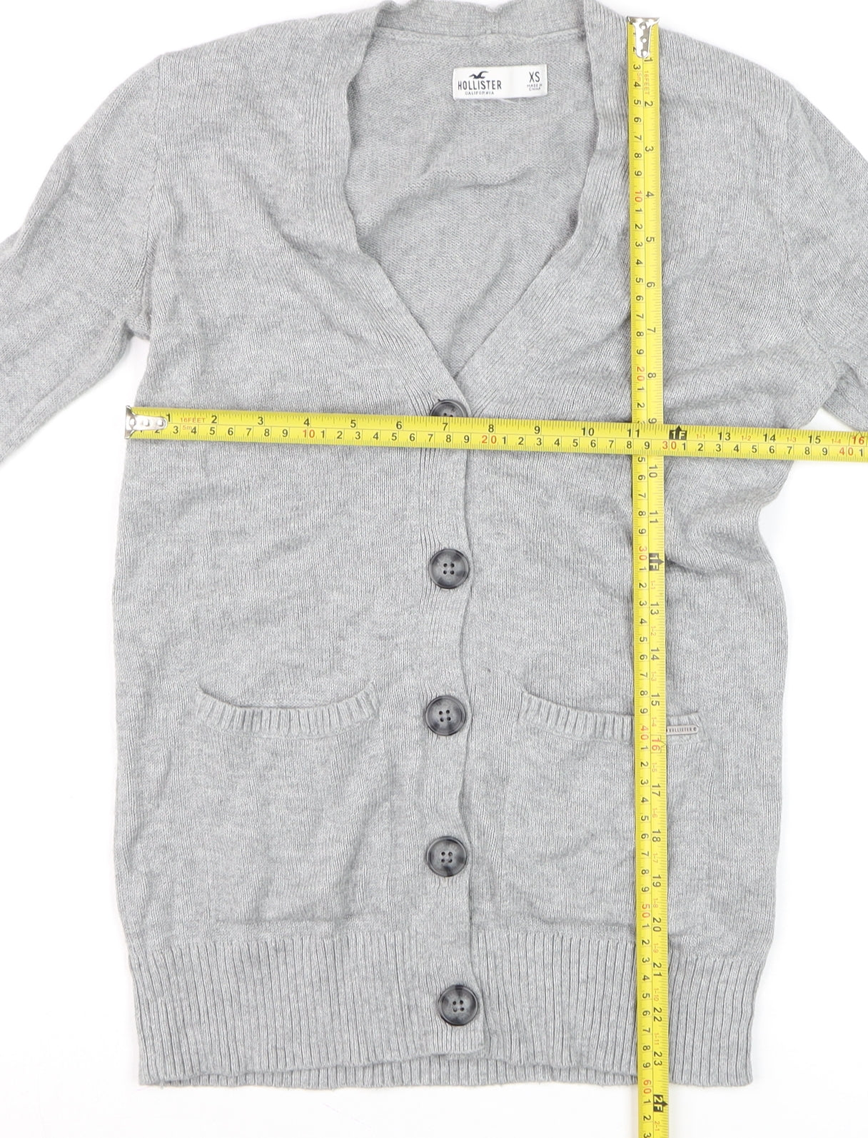 Womens UK Size XS Hollister Grey Cardigan Jumper