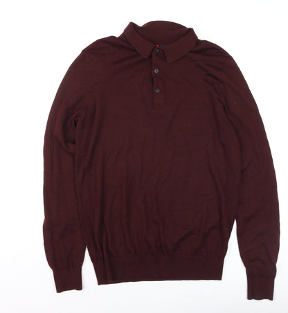 Mens UK Size M Dressmann Brown Henley Jumper