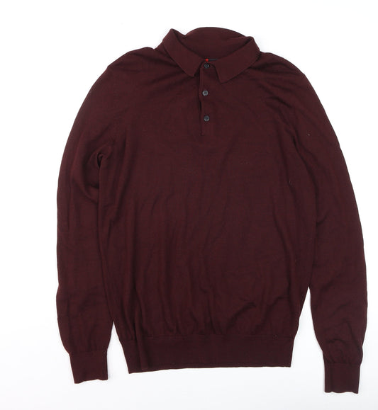 Mens UK Size M Dressmann Brown Henley Jumper