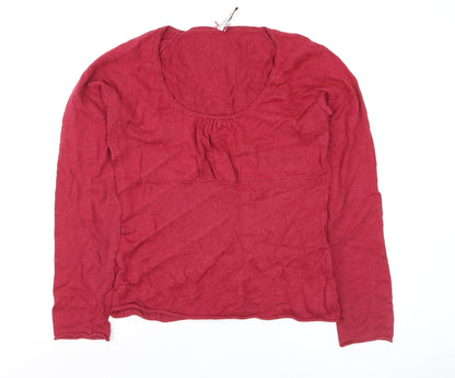 White Stuff Women Red Long Sleeve Scoop Neck Pullover Jumper Size 12