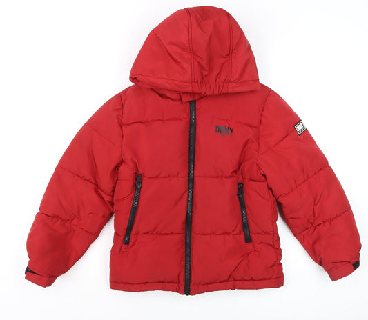 Boys UK Size 7 Years DKNY Red Puffer Jacket