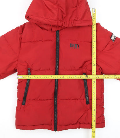 Boys UK Size 7 Years DKNY Red Puffer Jacket