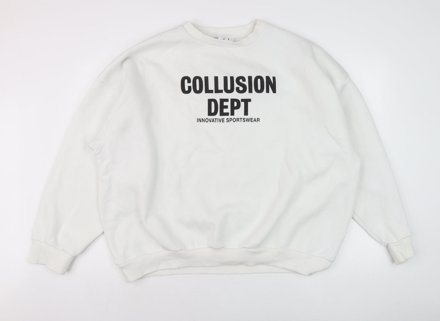 Mens UK Size L COLLUSION White Pullover Sweatshirt