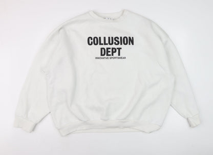 Mens UK Size L COLLUSION White Pullover Sweatshirt