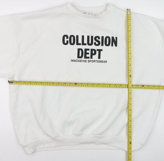 Mens UK Size L COLLUSION White Pullover Sweatshirt