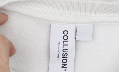Mens UK Size L COLLUSION White Pullover Sweatshirt