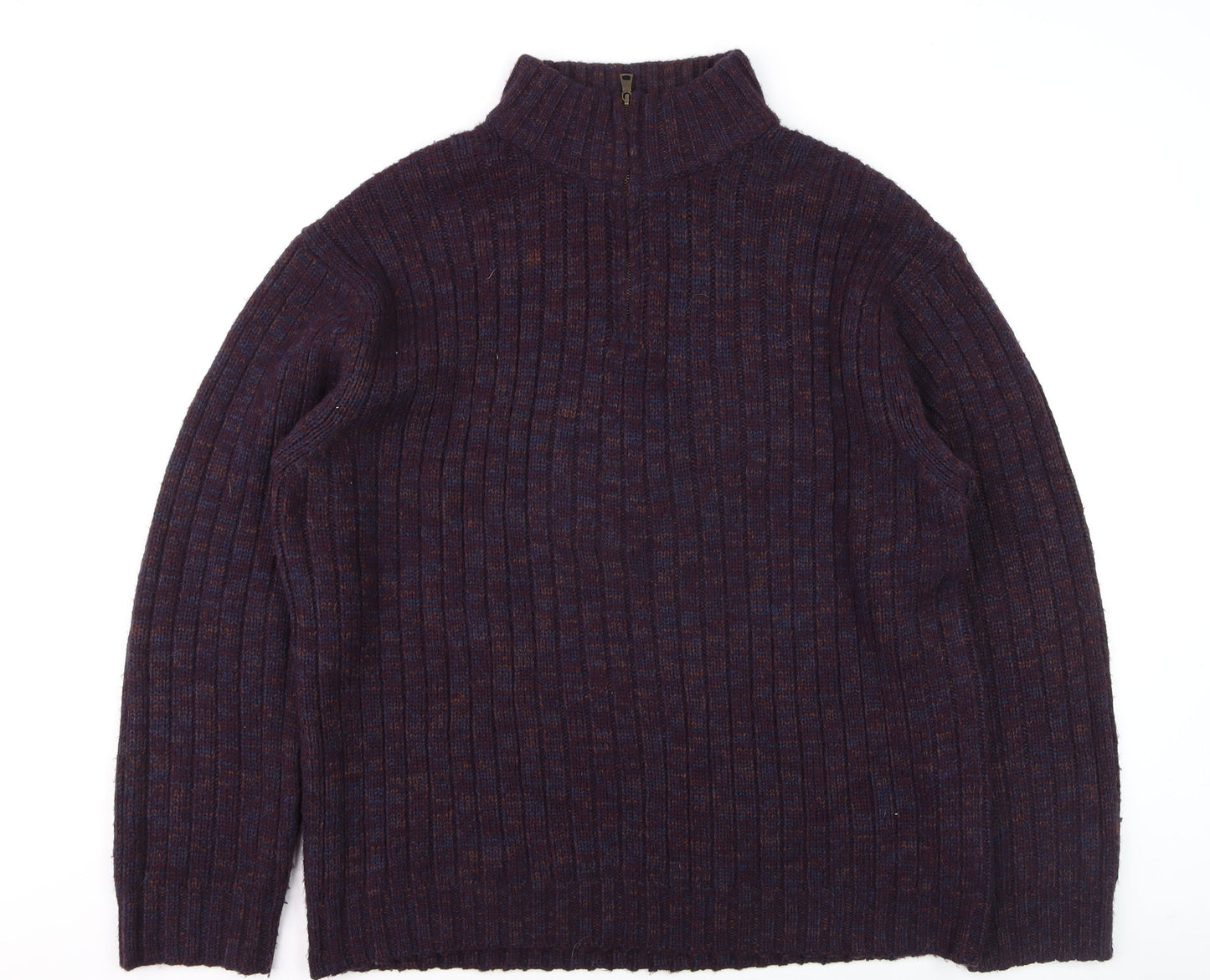 Mens UK Size 2XL Marks and Spencer Purple 1/4 Zip Jumper