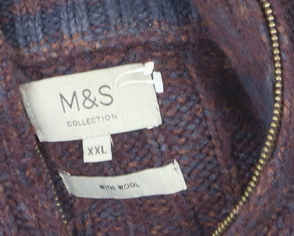 Mens UK Size 2XL Marks and Spencer Purple 1/4 Zip Jumper