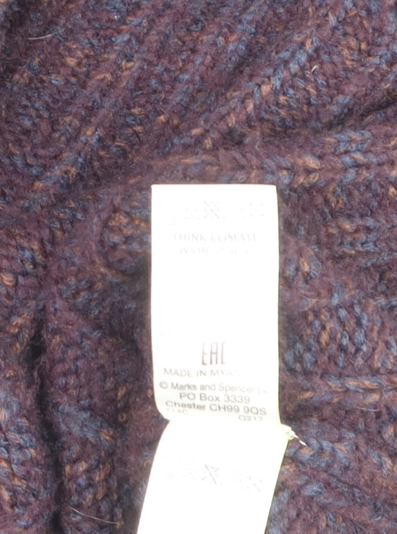 Mens UK Size 2XL Marks and Spencer Purple 1/4 Zip Jumper