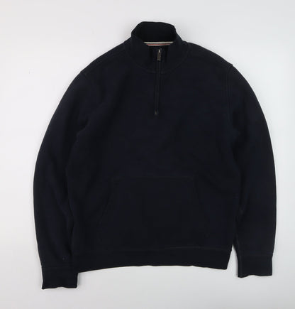 Mens UK Size M Lands' End Blue 1/2 Zip Sweatshirt