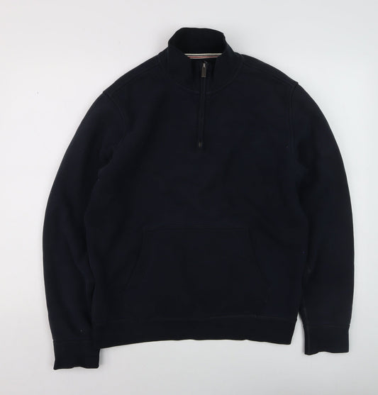 Mens UK Size M Lands' End Blue 1/2 Zip Sweatshirt