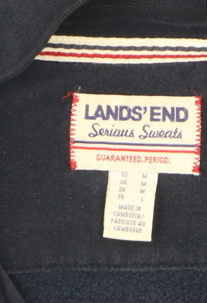 Mens UK Size M Lands' End Blue 1/2 Zip Sweatshirt