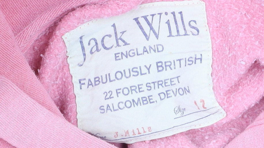 Womens UK Size 12 Jack Wills Pink Pullover Hoodie