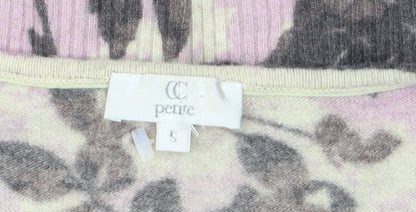 CC Petite Women's Pink Floral Cardigan Small Viscose Wool Blend
