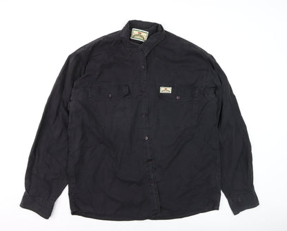 Bay Line Men's Black Cotton Long Sleeve Button-Up Shirt L