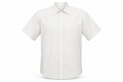 Thomas Nash Men's White Short Sleeve Cotton Blend Button-Up Shirt 15.5in