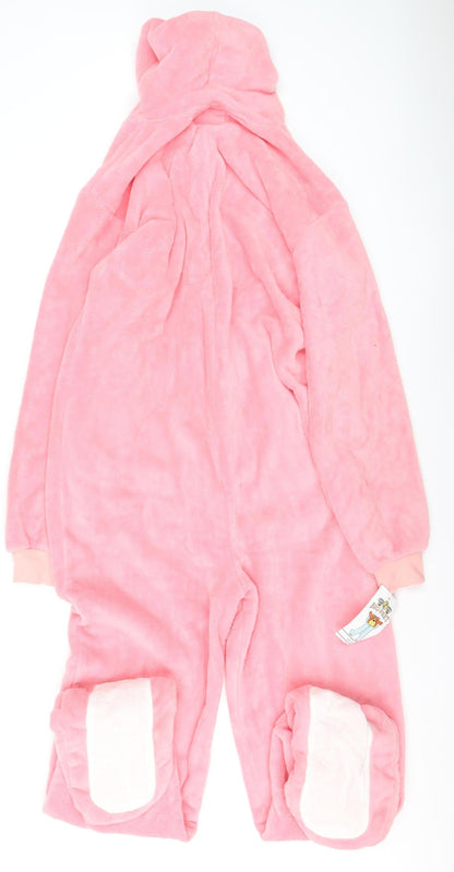 Big Feet Pajama Co Womens Pink Fleece Hooded One Piece M