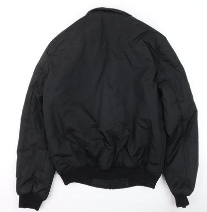Threadbare Men's Black Bomber Jacket Size M Polyester Zip Casual