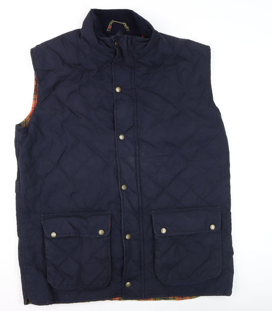 Viyella Men's Blue Quilted Waxed Cotton Waistcoat XL