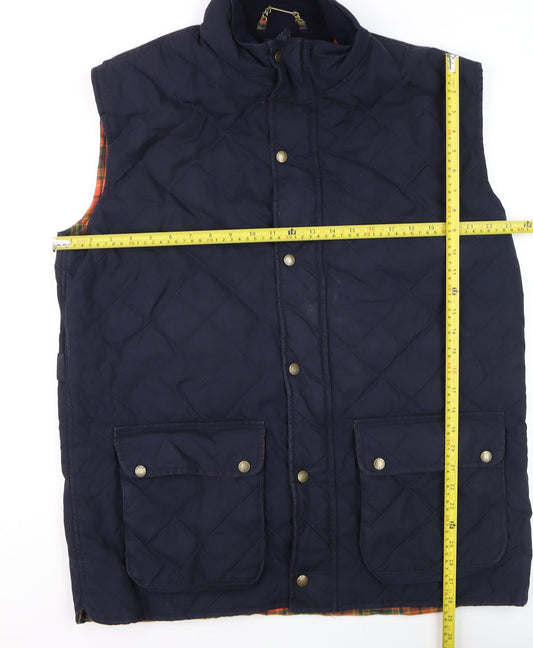Viyella Men's Blue Quilted Waxed Cotton Waistcoat XL