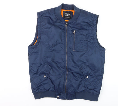 Mens UK Size M Zara Blue Bomber Jacket