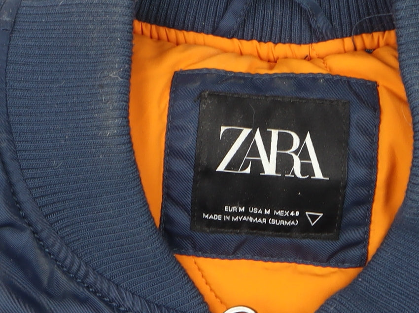 Mens UK Size M Zara Blue Bomber Jacket