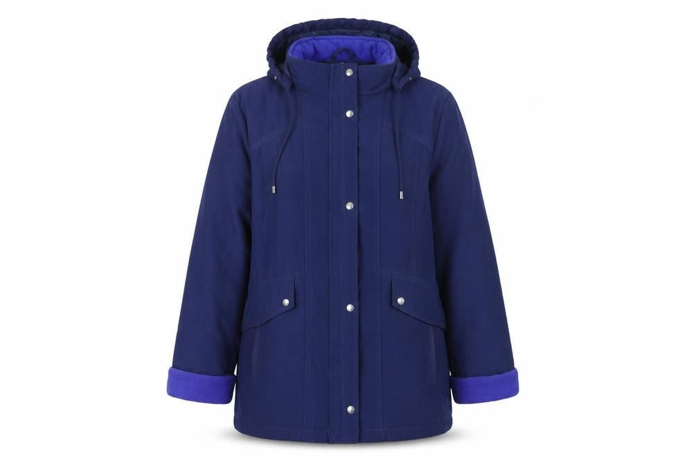 EWM Women’s Blue Hooded Parka Jacket Size 14 Water Resistant