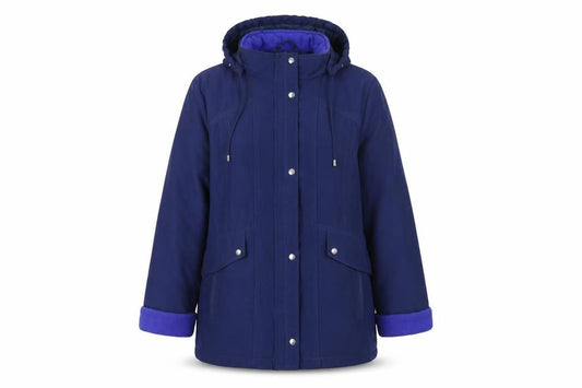 EWM Women’s Blue Hooded Parka Jacket Size 14 Water Resistant