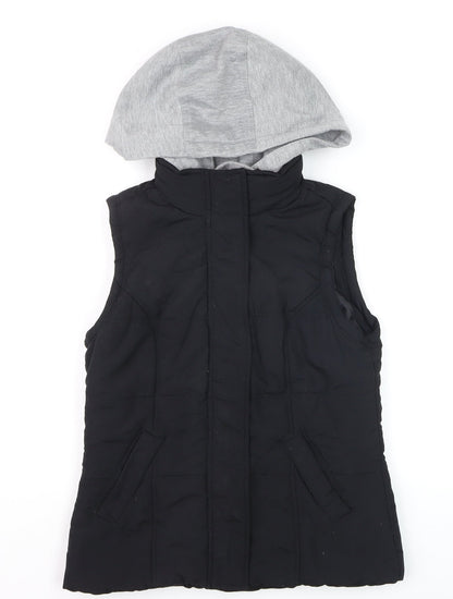 New Look Girls Black Hooded Puffer Gilet Waistcoat Size 8 Polyester