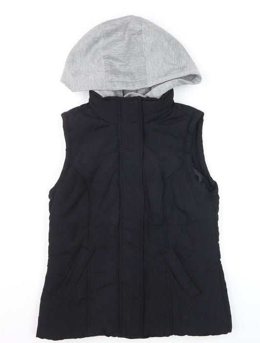 New Look Girls Black Hooded Puffer Gilet Waistcoat Size 8 Polyester