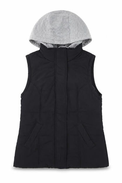 New Look Girls Black Hooded Puffer Gilet Waistcoat Size 8 Polyester