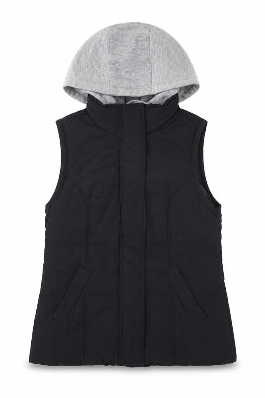 New Look Girls Black Hooded Puffer Gilet Waistcoat Size 8 Polyester