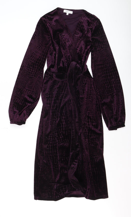 Principles Petite Purple Velvet Wrap Dress Size 6 Women’s Partywear