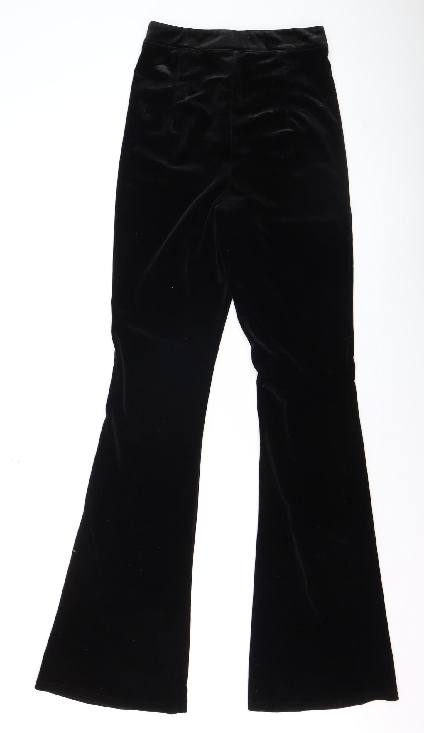 In The Style Womens Black Velvet Flared Trousers Size 6 Tall
