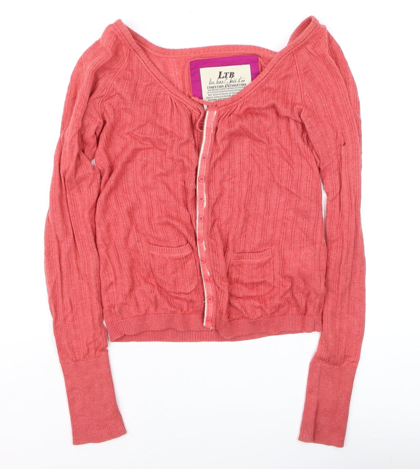 Womens UK Size XS LTB Red Cardigan Jumper