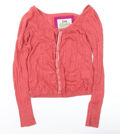 Womens UK Size XS LTB Red Cardigan Jumper