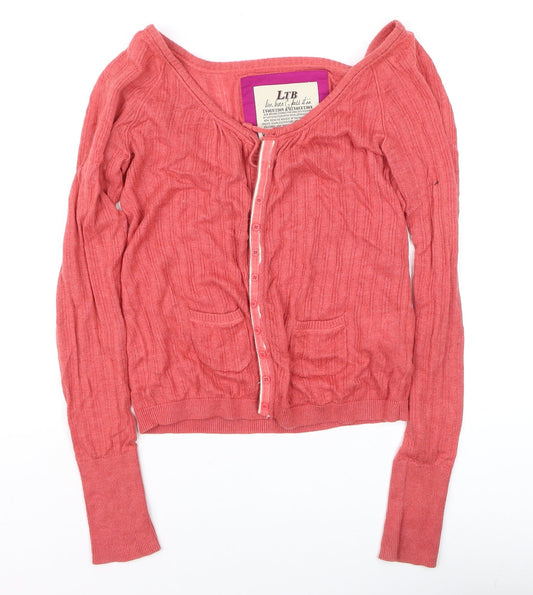 Womens UK Size XS LTB Red Cardigan Jumper