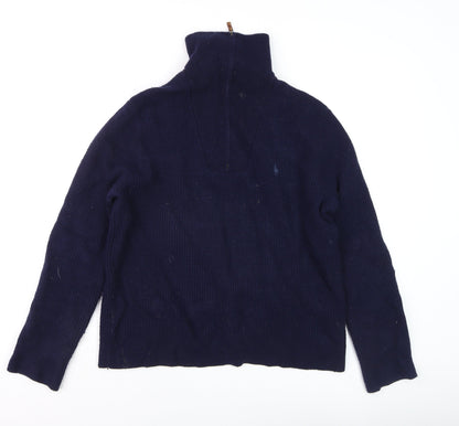 Mens UK Size L Polo Ralph Lauren Blue 1/2 Zip Jumper