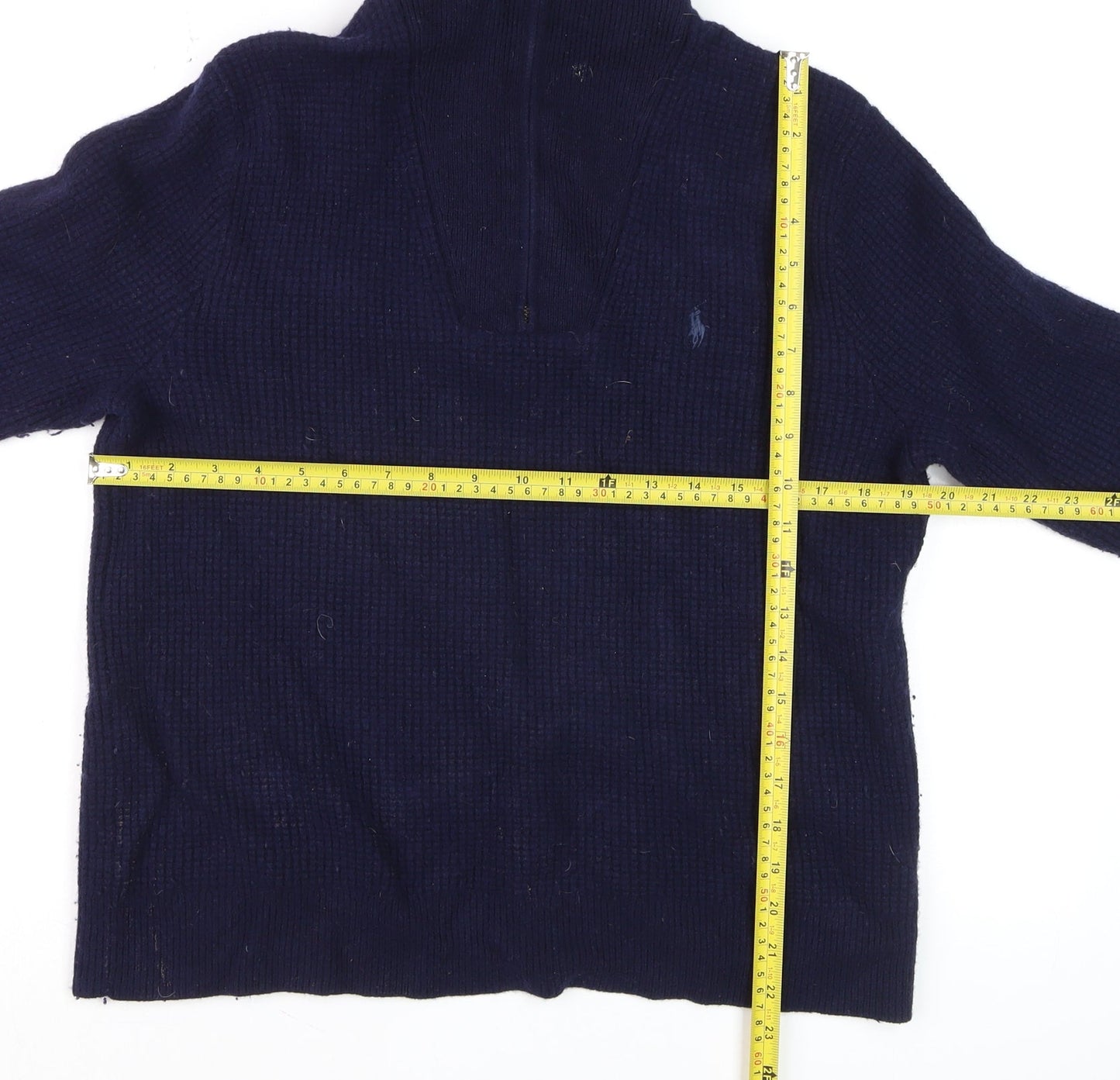 Mens UK Size L Polo Ralph Lauren Blue 1/2 Zip Jumper