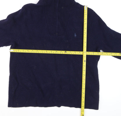 Mens UK Size L Polo Ralph Lauren Blue 1/2 Zip Jumper